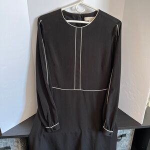 LOFT Black Dress with White Trim